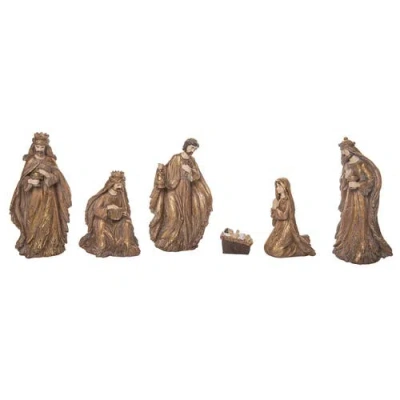 Transpac Brown Elegant Gilded Nativity Set Of 6 Decorative Figurines