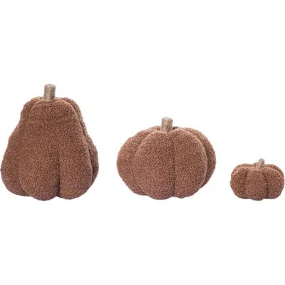 Transpac Brown Harvest Pumpkin Decoration Set Of 3 In Multi