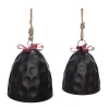 Transpac Brown Metal Christmas Bells With Bow Set Of 2 For Holiday Decor In Brown