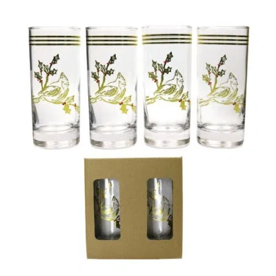 Transpac Cardinal Gold Glass Tumblers Set Of 4 Elegant Drinkware