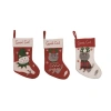 Transpac Cat Holiday Stocking Set Of 3 Red Polyester Christmas Decor In Red