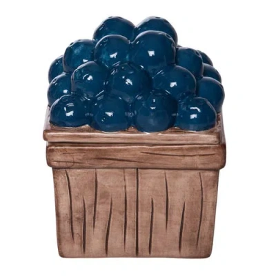 Transpac Ceramic Berry Lidded Dip Bowl Tabletop Container Multicolored For Patriotic Serving And Ent In Blue