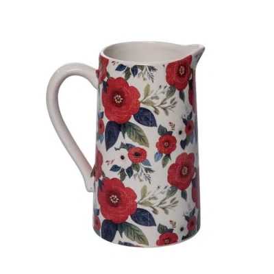 Transpac Ceramic Beverage Pitcher Floral In Multi