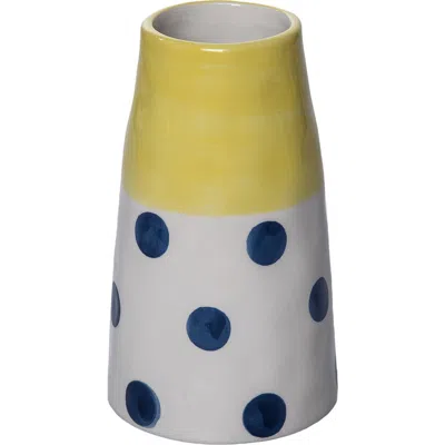 Transpac Ceramic Blue Dot Vase Multicolored For Floral Display And Home Decor