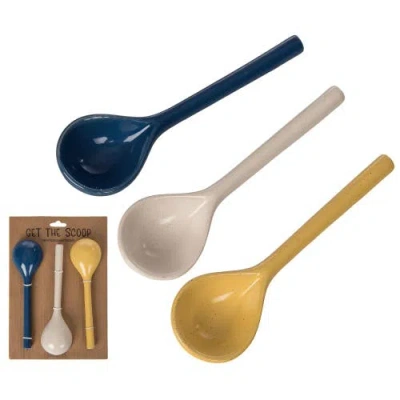 Transpac Ceramic Citrus Indigo Spoons Set Of 3 Colorful Home Decor For Spring Kitchen And Dining In Multi