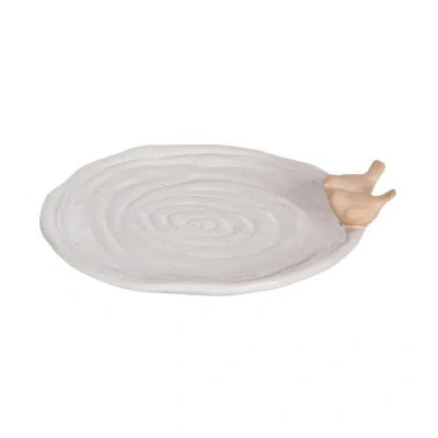 Transpac Ceramic Dish With Perched Birds Spring Home Decor Decorative Object For Stylish Interiors In White