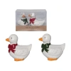 Transpac Ceramic Ducks With Bow Salt And Pepper Shaker, White, Ceramic, Table, Kitchen, Christmas, Tabletop In White
