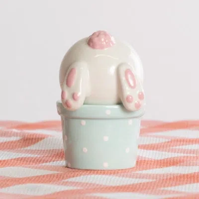 Transpac Ceramic Easter Bunny Tail Pail Salt And Pepper Set Of 2 Home Decorations Easter In Blue;white