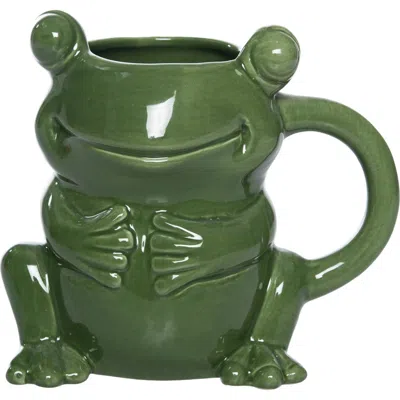 Transpac Ceramic Frog Shape Mug Green For Spring Serving And Entertaining