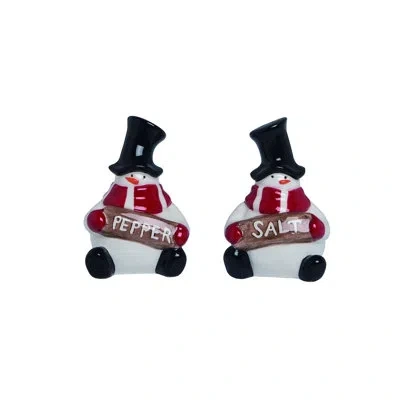 Transpac Ceramic Frosties Salt Pepper Shakers Set 2 In White