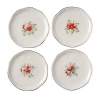 Transpac Ceramic Gold Edge Holiday Flourish Tidbit Plates Set Of Four In White