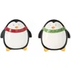 Transpac Ceramic Jolly Penguin Treat Bowl Set Of 2 Multicolored Bowls In Multi