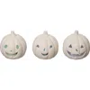 Transpac Ceramic Light Up Jack-o-lantern Set Of 3 In White