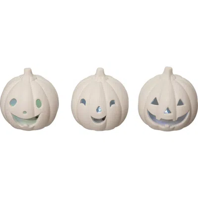 Transpac Ceramic Light Up Jack-o-lantern Set Of 3 In White