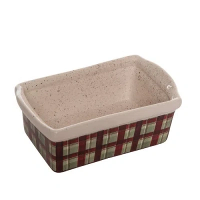 Transpac Ceramic Mini Baker Plaid Design Multicolor For Christmas Gifts In Neutral