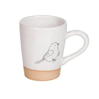 Transpac Ceramic Mug With Bird Print Perfect For Spring Home Decor And Drinkware In White
