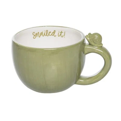 Transpac Ceramic Mug With Snail White And Green For Spring Serving And Entertaining