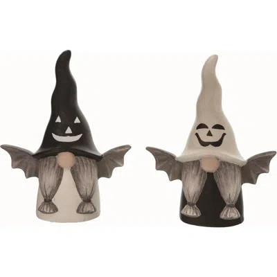 Transpac Ceramic Multicolor Halloween Bat Wing Gnome Set Of Two
