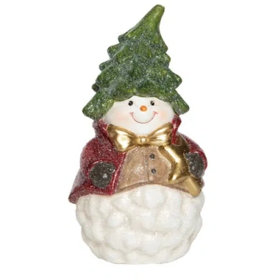 Transpac Ceramic Multicolored Christmas Tree Snowman Figurine