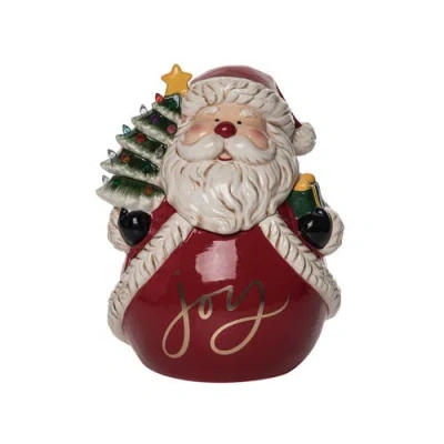 Transpac Ceramic Multicolored Christmas Vintage Santa Cookie Jar