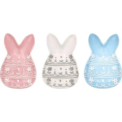 Transpac Ceramic Patterned Bunny Plate Set Of 3 Easter Home Decorations Decorative Trays And Platter In Multi