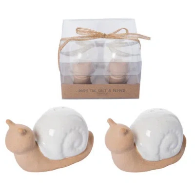 Transpac Ceramic Snail Salt And Pepper Set Of 2 White For Spring Serving And Entertaining In Multi
