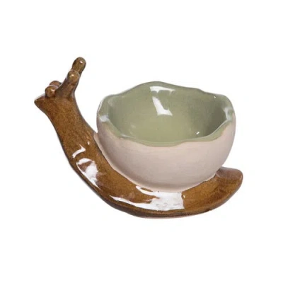 Transpac Ceramic Snail Shape Bowl Multicolored For Spring Serving And Entertaining