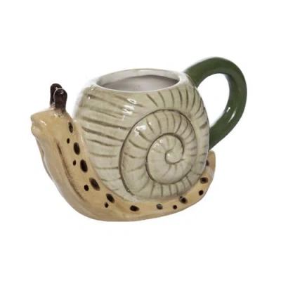 Transpac Ceramic Snail Shape Mug Neutral For Spring Serving And Entertaining In Multi
