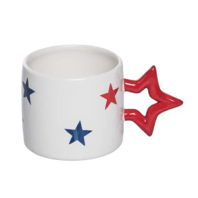 Transpac Ceramic Star Mug Multicolored For Patriotic Serving And Entertaining