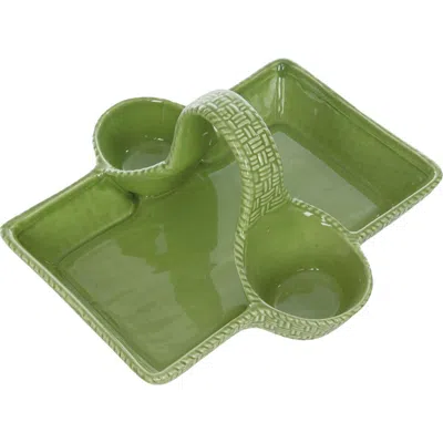 Transpac Ceramic Strawberry Basket Tray For Home Decor Spring Decorative Trays And Platters Ceramic In Green