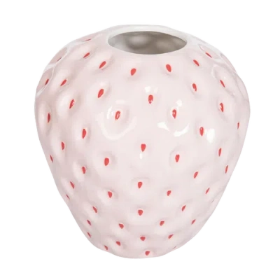 Transpac Ceramic Strawberry Vase For Home Decor Spring Decorative Vases Perfect For Fresh Flowers An In Pink