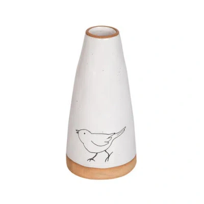 Transpac Ceramic Vase With Bird Print For Spring Home Decor Decorative Vases In White