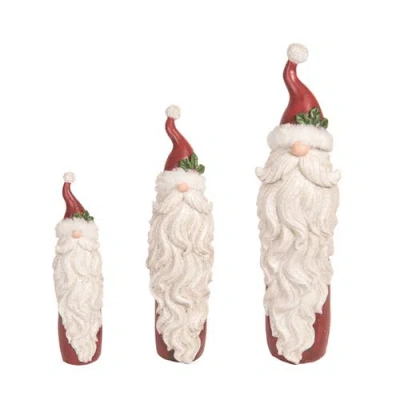Transpac Christmas Bearded Santas Set Of 3 Decorative Figurines In Multi