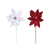 Transpac Christmas Dimensional Poinsettia Pick Set Of Two Decorations In White