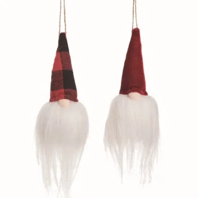 Transpac Christmas Gnome Ornaments Set Of 2 In Red