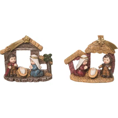 Transpac Christmas Holiday Nativity Polyresin Tabletop Figurines Set In Multi