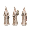 Transpac Christmas Holiday Santa Polyresin Gold Dusted Tabletop Figurines Set Of 3, 6.0h Inches In Brown