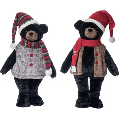 Transpac Christmas Plodge Standing Bear Set Of 2 Holiday Decor In Multi