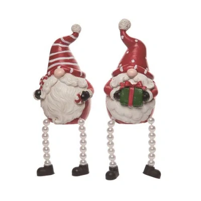 Transpac Christmas Resin Happy Holidays Gnome Sitter Set Of 2 In White