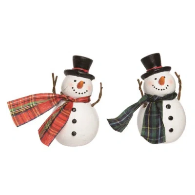 Transpac Christmas Resin Snowman Figurine Set Of 2 Home Decorations In Multi