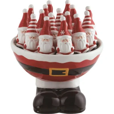 Transpac Christmas Santa Salt And Pepper Shakers Set In Red