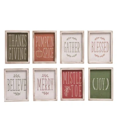 Transpac Christmas Sentiment Reversible Block Decor Set Of 4 In Multi