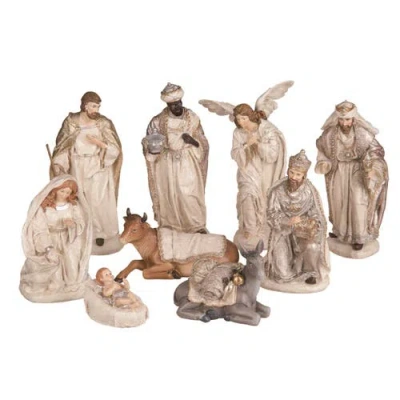 Transpac Christmas Sparkling Nativity Set Of 9 Decorative Figurines In Multi