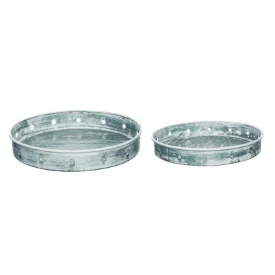 Transpac Country Market Metal Tray - Set Of 2 In Gray