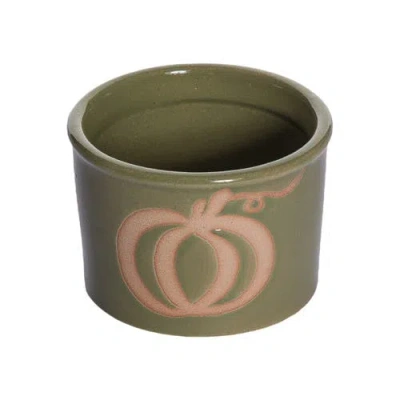 Transpac Dip Dish Debossed Pumpkin Fall Harvest In Green