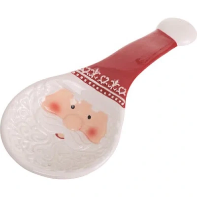 Transpac Dolomite 9.5 In. Multicolor Christmas Santa Spoon Rest