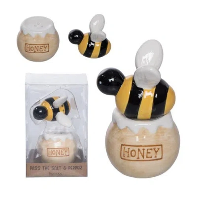 Transpac Dolomite Bee Salt And Pepper Set Of 2 Multicolored For Spring Serving And Entertaining