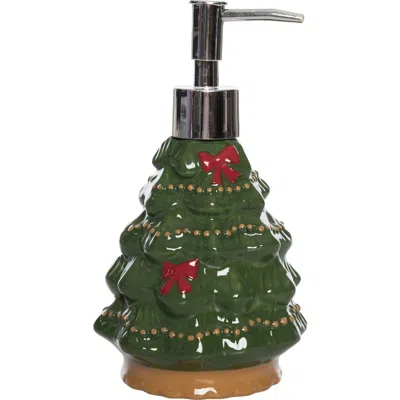 Transpac Dolomite Bow Tree Soap Dispenser Ceramic Christmas Decor In Multi