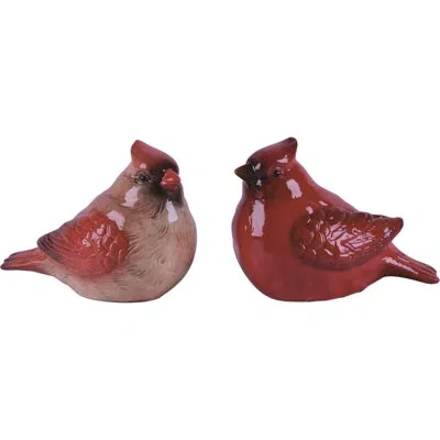 Transpac Dolomite Cardinal Salt And Pepper Set Of 2, Salt And Pepper Shaker, Red, Ceramic, Table, Kitchen, Ch