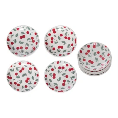 Transpac Dolomite Cherry Dip Bowl Set Of 4 Multicolored For Spring Serving And Entertaining